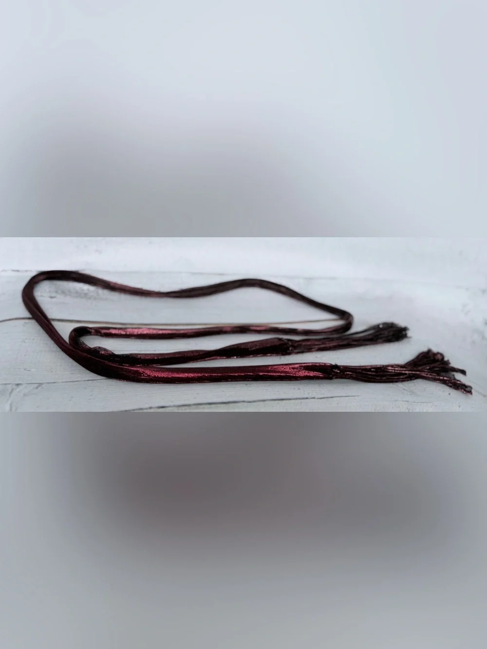 True Vintage Metallic Burgundy Braided Lariat Rope Belt with Fringe Tassels